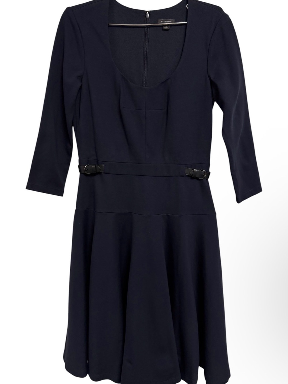 Ann Taylor Navy Scoop-Neck Fit & Flare Dress